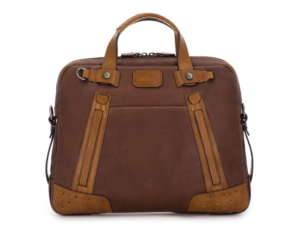 leather vintage laptop bag brown front