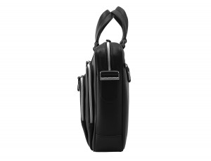 leather business bag in black side detail