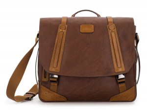 leather messenger bag vintage brown front