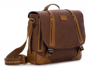 Cartella messenger in pelle vintage marrone side