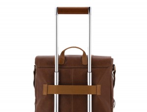 Cartella messenger in pelle vintage marrone trolley