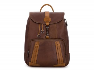 leather vintage backpack brown front