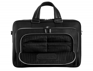 leather business bag in black pockets