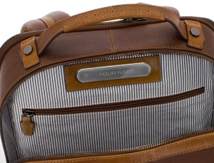 mochila vintage de piel para portátil marrón personalizada