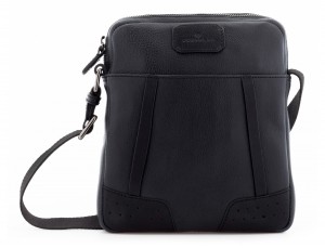 bolso bandolera de hombre en cuero negro frontal