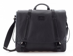 Cartella messenger in pelle vintage nero front