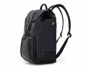 mochila de piel vintage negra lado