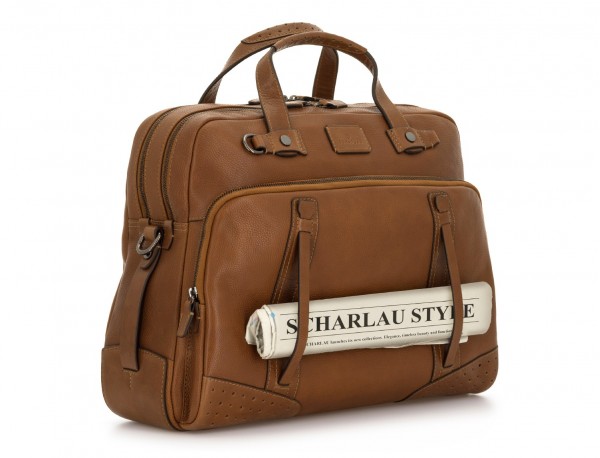 leather vintage briefbag light brown side