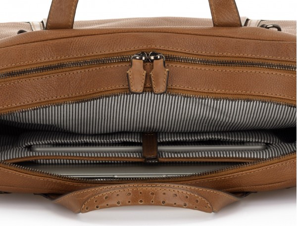 leather vintage briefbag light brown laptop