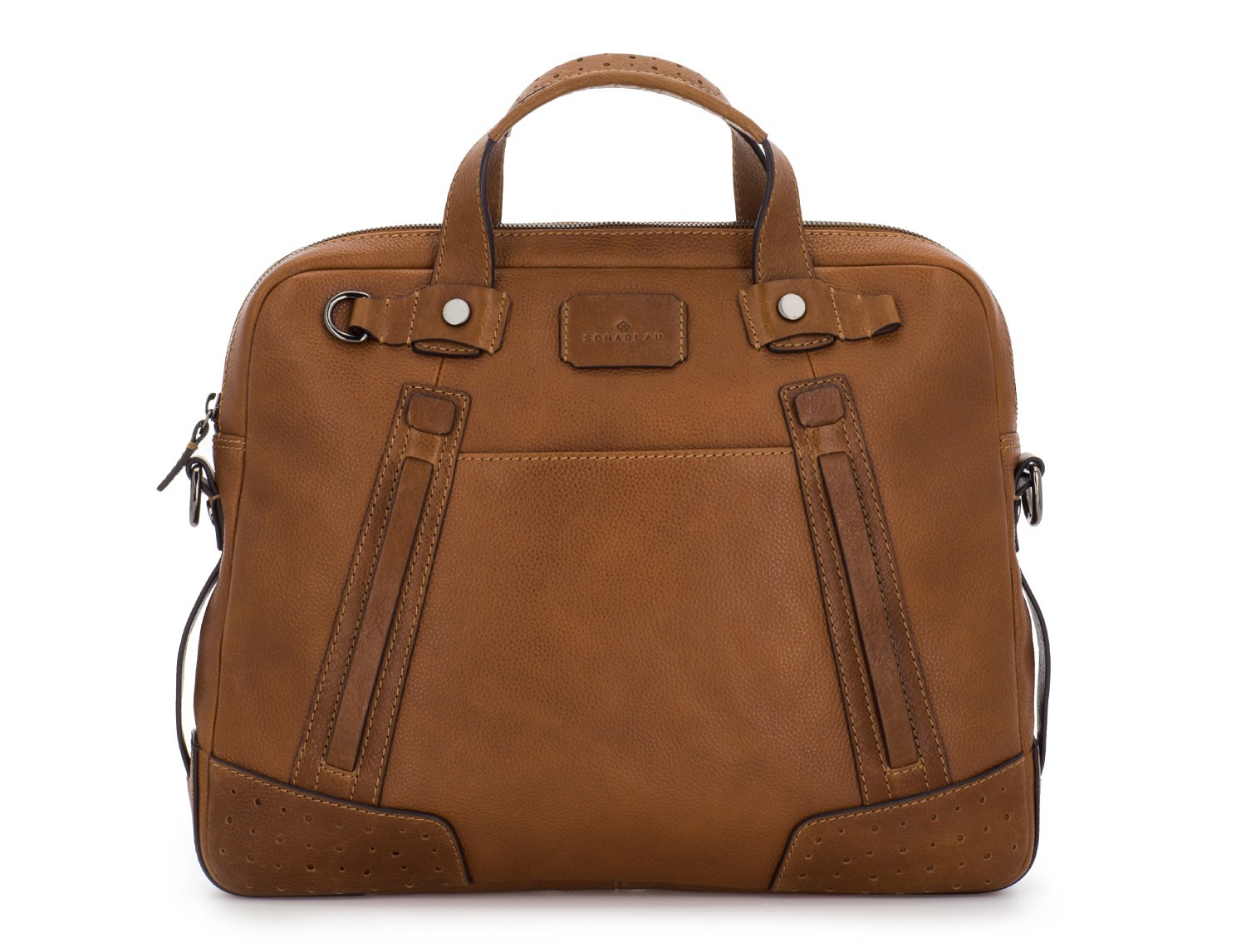 leather vintage laptop bag light brown front