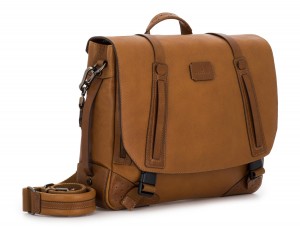 Cartella messenger in pelle vintage marrone chiaro side