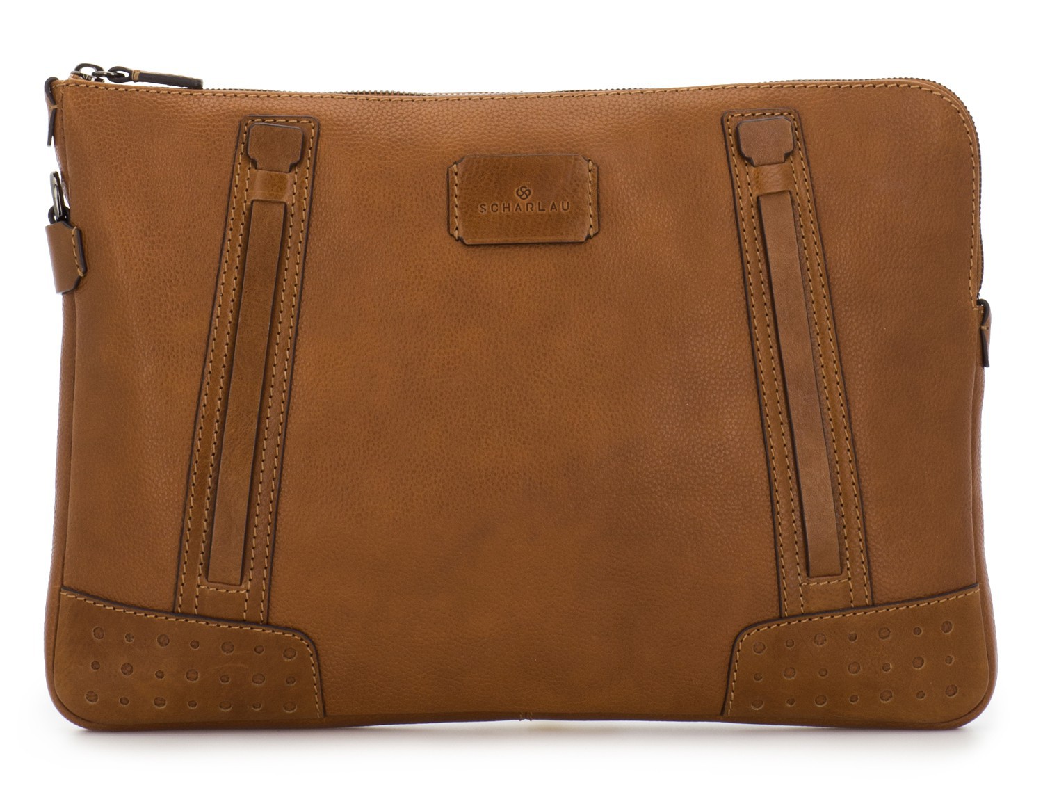 leather portfolio vintage light brown front