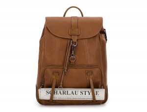 leather vintage backpack light brown detail