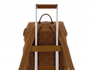 mochila de piel vintage marrón claro trolley