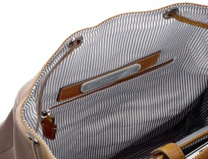 mochila de piel vintage marrón claro personalizada