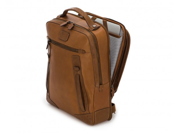 leather vintage backpack light brown laptop