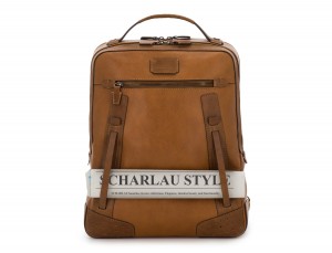 leather vintage backpack light brown detail