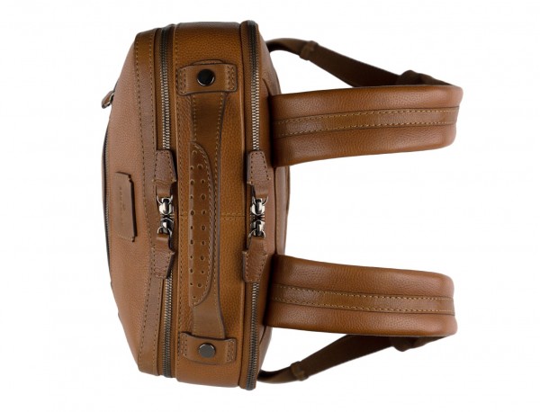 leather vintage backpack light brown handles