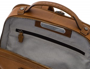 mochila vintage de piel para portátil marrón claro personalizado