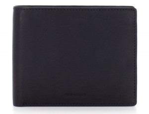 cartera de piel hombre negra frontal