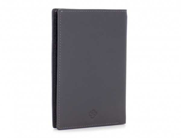 leather passport holder wallet gray side