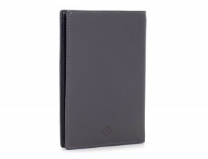leather passport holder wallet gray side
