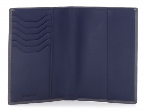 funda de piel para pasaporte gris open