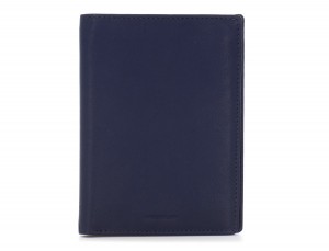 leather passport holder wallet blue side