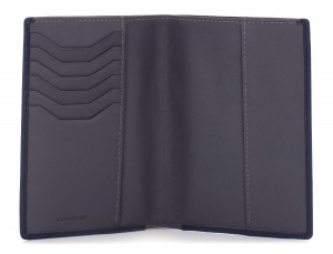 funda de piel para pasaporte negra abierto