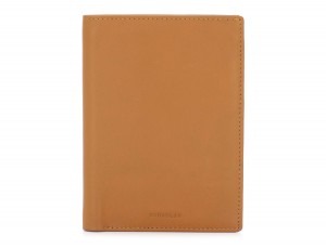 leather passport holder wallet camel front