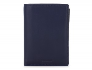 portafoglio in pelle porta carte blu front