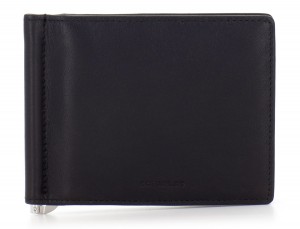 cartera de hombre de cuero negra frontal