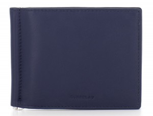 cartera de hombre de cuero azul frontal