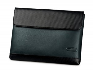 Leather laptop sleeve 13.3" inch in green front