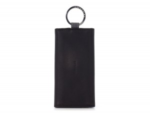 leather key holder wallet black front