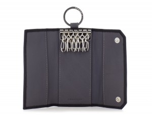 leather key holder wallet black