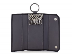 cartera de piel para llaves negra