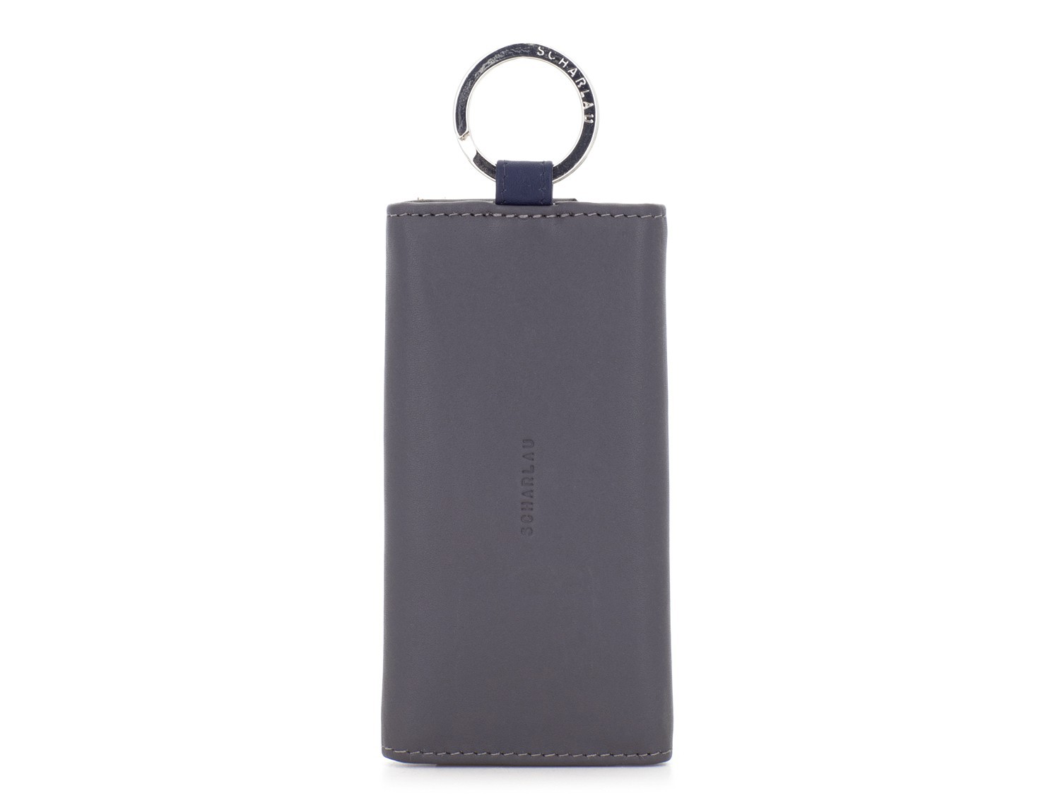 leather key holder wallet gray front