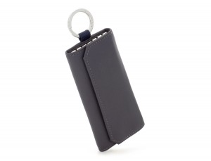 leather key holder wallet gray side