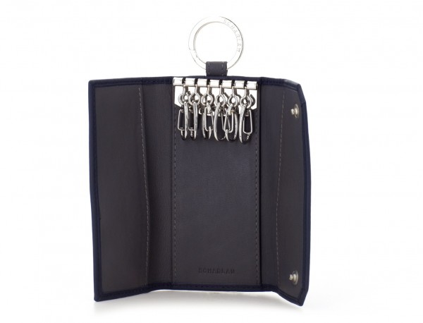 leather key holder wallet black open
