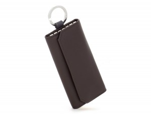 leather key holder wallet brown side