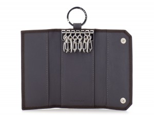 leather key holder wallet brown open