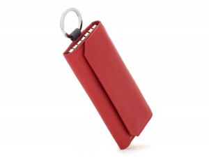 leather key holder wallet red side