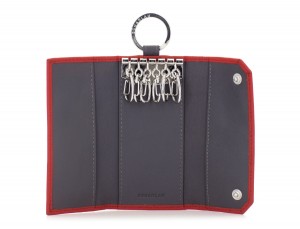 leather key holder wallet red open