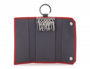 cartera de piel para llaves rojo abierto