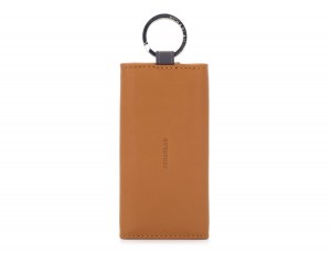 leather key holder wallet camel front