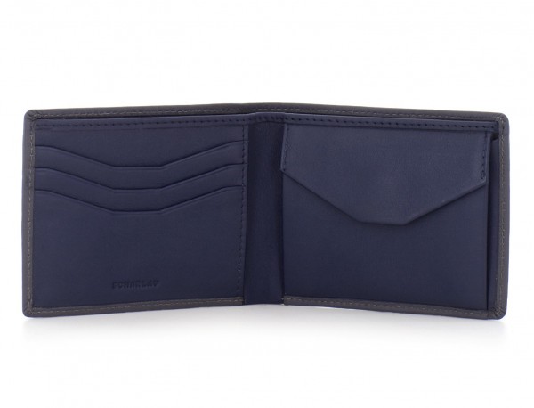mini leather wallet for men gray open