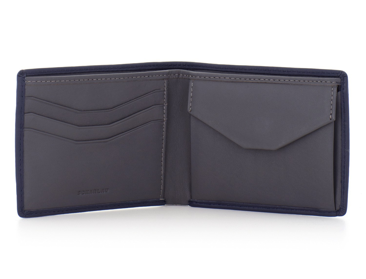mini leather wallet for men black open