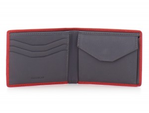 mini leather wallet for men red open