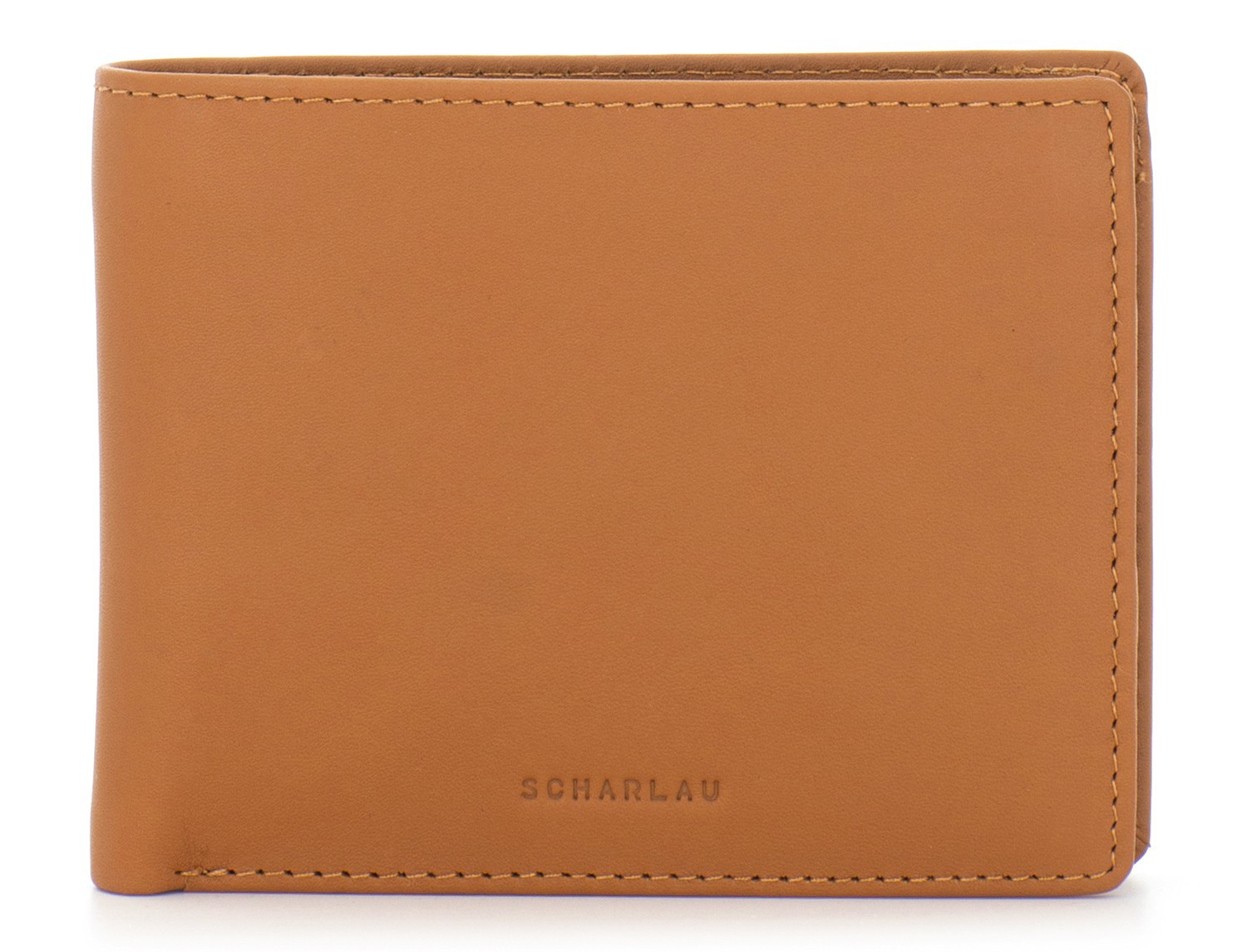 mini leather wallet for men camel front